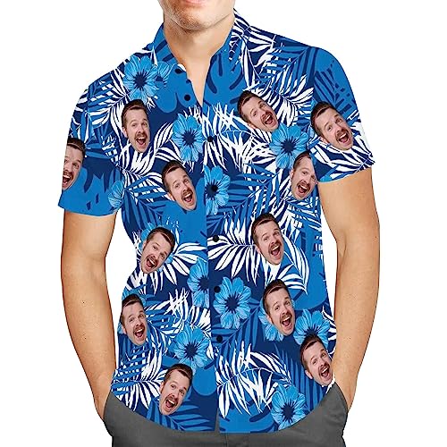 Personalisiert Herren Hawaiihemd mit Gesicht Foto Sommer Obst Floral Meer Urlaub Strand Aloha Shirt für Männer Ehemann Freund von Smile lab