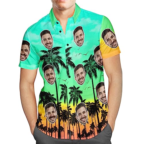 Personalisiert Herren Hawaiihemd mit Gesicht Foto Sommer Obst Floral Meer Urlaub Strand Aloha Shirt für Männer Ehemann Freund von Smile lab