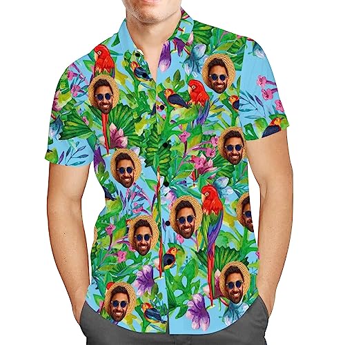 Personalisiert Herren Hawaiihemd mit Gesicht Foto Sommer Obst Floral Meer Urlaub Strand Aloha Shirt für Männer Ehemann Freund von Smile lab