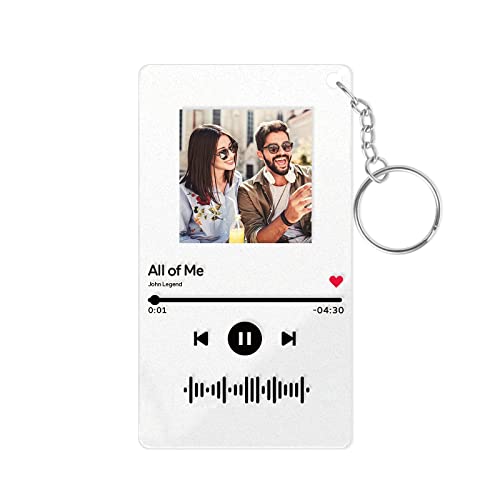 Personalisierter Spotify Code Schlüsselanhänger mit Foto Musikplakette Glas Acryl Gravur Lied Keychain Selbst Gestalten Geschenk für Männer Frauen Freund Kinder Geburtstag Jubiläum Valentinstag von Smile lab