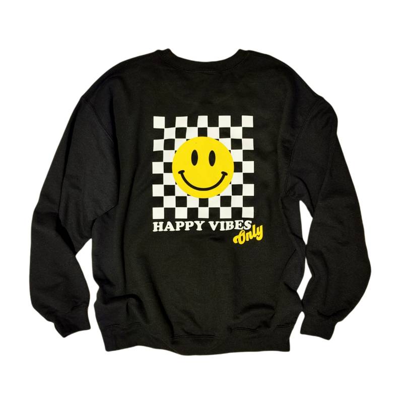 Lächelndes Gesicht Schachbrett Sweatshirt Happy Vibes Hoodie Oversized Crewneck Good Smile Face Preppy Trendy von SmileSoulThreads