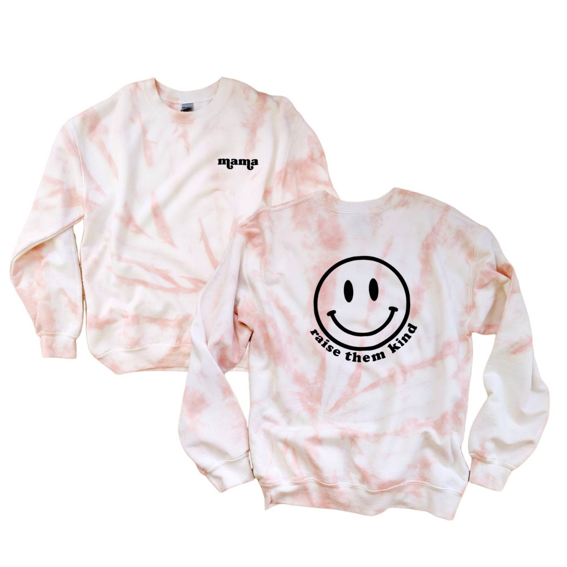 Mama Tie-Dye Smile Sweatshirt Set Und Ich Passende Lächeln Gesicht Sweater Crewneck Mini von SmileSoulThreads