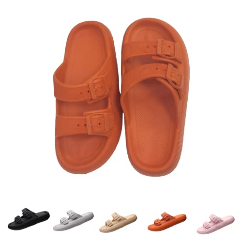 Smileader Cozyslides Original Badeschuhe Herren Damen EVA Super Weich Unisex Hausschuhe Slippers Rutschfest Dicke Sohle Badeschlappen Sommer Orange 40-41EU von Smileader