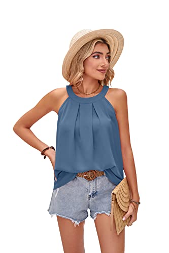 Smileader Damen Ärmellose Chiffon Blusen Casual Neckholder Tops in Loose Fit mit elegantem Design - Tanktops für den Casual Sommer-Look von Smileader