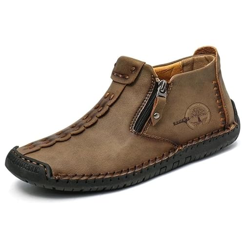 Smileader Draussenfeet Herren Hand Nähen Leder rutschfeste Seite Reißverschluss Freizeitstiefel Smileader Draussenfeet Herren Hand Nähen Leder rutschfeste Seite Reißverschluss Freizeitstiefel von Smileader