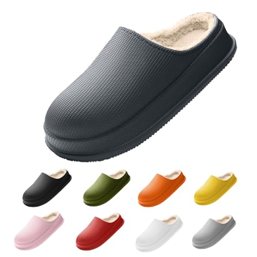 Smileader Herren Damen Unisex Winter Plüsch Warme rutschfeste Leichte Cozislides Fur Original EVA Slippers cloudies Baumwolle Hausschuhe 44 von Smileader