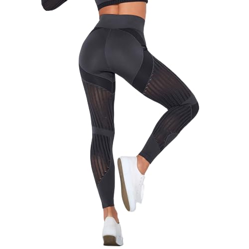 Yunafit Leggings Cleo Kompressionshose Damen für Sport,Gym - High Waist Booty Scrunch Butt Yoga Hosen Schwarz von Smileader