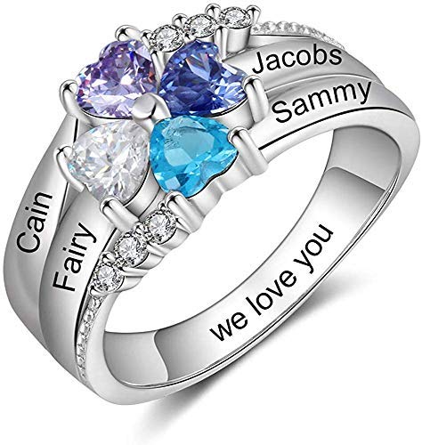Personalisiert Mama Ringe Sterling Silber Ringe zum Frauen 925, Versprechen Ringe zum Paare Angepasst Familie Ringe zum Mutter Oma, 4 Simuliert Geburtsstein und 4 Graviert Familie Name Ringe Größe 57 Personalisiert Mama Ringe Sterling Silber Ringe zum Frauen 925, Versprechen Ringe zum Paare Angepasst Familie Ringe zum Mutter Oma, 4 Simuliert Geburtsstein und 4 Graviert Familie Name Ringe Größe 57 von Smileface