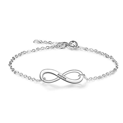 Personalisiert Silber Charme Armbänder zum Frau Mädchen Liebe Unendlichkeit Armbänder Einstellbar Kette Angepasst 21th 30th Geburtstag Mütter Tag Geschenke Graviert 1 Name Armbänder Rhodium Überzogen Personalisiert Silber Charme Armbänder zum Frau Mädchen Liebe Unendlichkeit Armbänder Einstellbar Kette Angepasst 21th 30th Geburtstag Mütter Tag Geschenke Graviert 1 Name Armbänder Rhodium Überzogen von Smileface