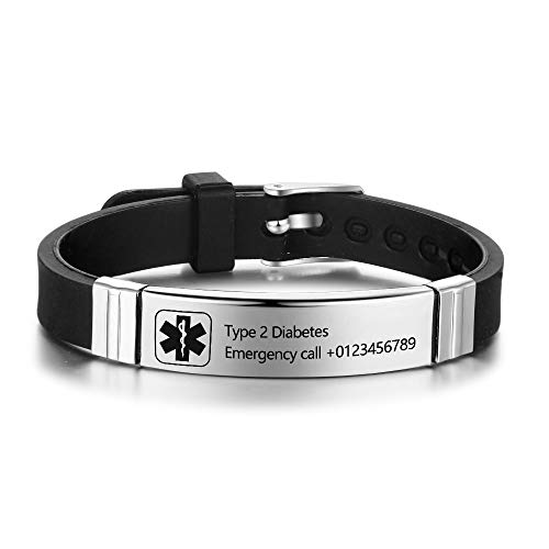 Personalisierte Medic Alert Armband für Frauen,Silikonband Notfall Medical Alert Herren Armbänder Offizielle ID,Armband mit Medical Alert Badge,Maßgeschneiderte Gravur Text Gesundheitsinformationen Personalisierte Medic Alert Armband für Frauen,Silikonband Notfall Medical Alert Herren Armbänder Offizielle ID,Armband mit Medical Alert Badge,Maßgeschneiderte Gravur Text Gesundheitsinformationen von Smileface