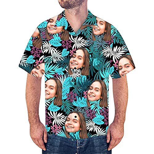 Personalisiert Girlfriend Face Hawaiihemd Foto personalisierte T-Shirt für Freund Ehemann Vater Aloha Beach Tropical Floral Shirts von Smilelab