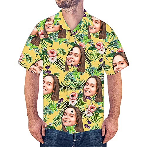 Personalisiert Girlfriend Face Hawaiihemd Foto personalisierte T-Shirt für Freund Ehemann Vater Aloha Beach Tropical Floral Shirts von Smilelab