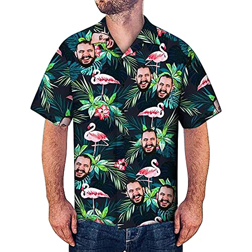 Personalisiert Girlfriend Face Hawaiihemd Foto personalisierte T-Shirt für Freund Ehemann Vater Aloha Beach Tropical Floral Shirts von Smilelab