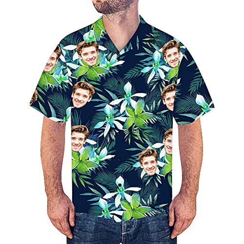 Personalisiert Girlfriend Face Hawaiihemd Foto personalisierte T-Shirt für Freund Ehemann Vater Aloha Beach Tropical Floral Shirts von Smilelab