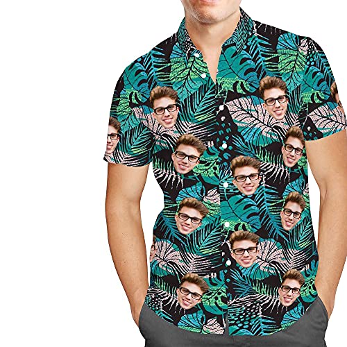 Personalisiert Girlfriend Face Hawaiihemd Foto personalisierte T-Shirt für Freund Ehemann Vater Aloha Beach Tropical Floral Shirts von Smilelab