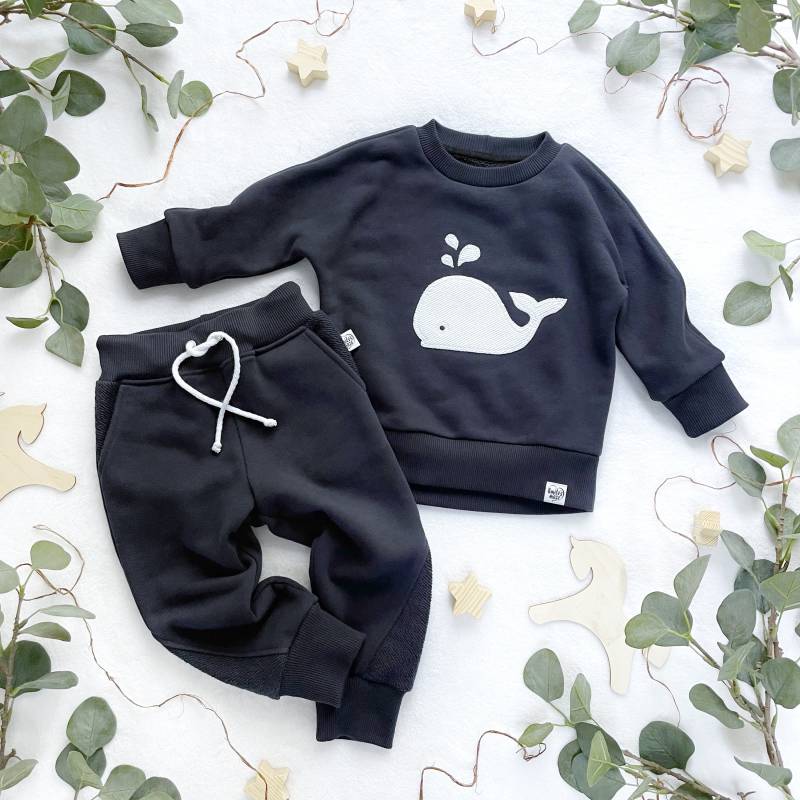 Baby Wal Sweatshirt Und Hosen Set | Kleinkinder Pullover Graphit Angelliebhaber Anzug von SmilesMazeStore