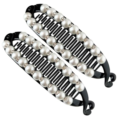 Bananenklammern für Frauen – Haarspangen, doppelte Bananen-Pferdeschwanz-Halter, 2 x rutschfeste, klassische Styling-Accessoires, starker Halt für dicke, dünne, lockige Stile von Smileshiney