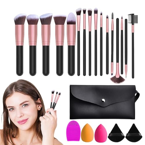 Kosmetikpinsel-Set, Make-up-Pinsel-Set | 20-teiliges Kosmetikpinsel- und Schwämme-Set, professionelle weiche Borsten | Komplettes Set an Make-up-Tools für Lidschatten, Rouge, Concealer und von Smileshiney