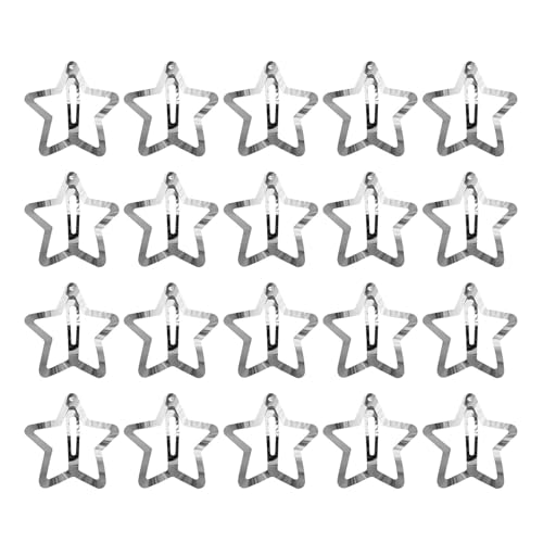 Smileshiney Haarspangen aus Metall, modische Stern-Haarspangen, 20 x bunte Stern-Haarspangen, niedliches Mädchen, Anti-Rutsch-Haarschmuck, Metallstern-Haarspangen von Smileshiney