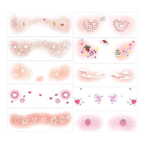 Smileshiney Make-up-Aufkleber für Kinder, Make-up-Patches | 10X wasserdichte temporäre Gesichtsaufkleber - Niedliche Gesichts-Make-up-Aufkleber, Festival-Make-up-Zubehör, gefälschte Make-up-Aufkleber von Smileshiney