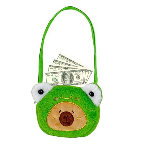 Smileshiney Plüsch-Umhängetasche,Capybara-Umhängetasche - Cartoon Capybara Stofftier Geldbörse | 15 cm/5,9 Zoll verstellbare Plüschtasche, Geldbörse in Tierform für Frauen und Mädchen von Smileshiney