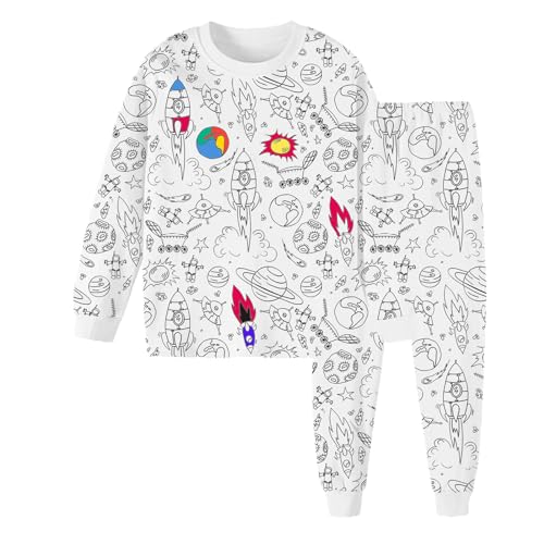 Smileshiney Pyjama zum Ausmalen für Kinder, DIY Kinderpyjama zum Ausmalen - Langärmliges Oberteil und Hose, Pyjama, Nachtwäsche, Pjs - Langärmliges Oberteil und Hose, Pyjama, Nachtwäsche, Pjs von Smileshiney