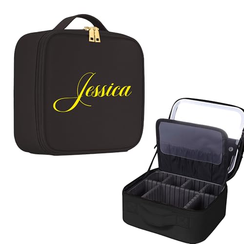 Personalisierte Reiseschminktasche mit Led-Spiegel Personalisierte Kosmetiktasche mit Namen Reise-Makeup-Organizer Tragbare Kosmetiktasche mit verstellbaren Unterteilungen Geschenk für Frauen von Smilets