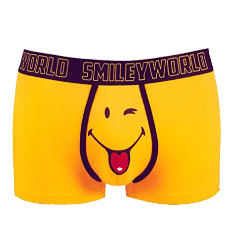 Smiley World Funny Friend lustige Boxershort Unterhose Pant Underwear Geschenk für Herren, Jungen witzig frech gelber Smileys 95% Baumwolle (S) von Smiley World