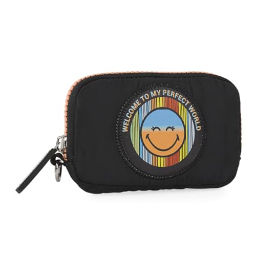 Smiley World - Portemonnaie Damen - Strapazierfähige Geldbörse Damen - Geldbeutel Damen mit Hochwertigen Materialien - Aufgezippt Portmonee Damen Klein, Portemonnaie Damen Klein, Schwarz von Smiley World