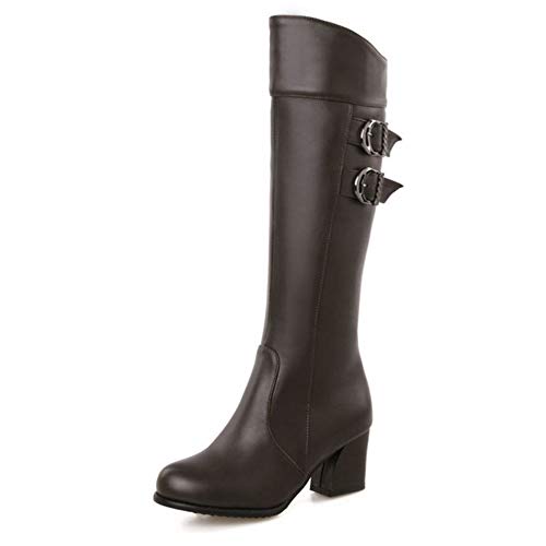 Smilice Damen Blockabsatz Langschaft Stiefel (Braun, 45 EU) von Smilice