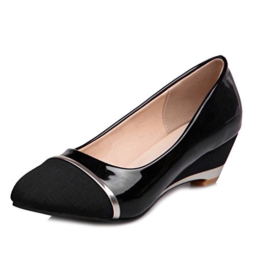 Smilice Damen Elegant Ohne Verschluss Pumps mit Keilabsatz (Black, 44 EU) von Smilice