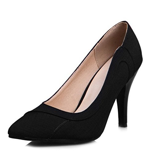 Smilice Damen Elegant Pumps mit Stiletto Absatz Spitze Toe Übergrößen Schuhe für die Datierung (Black, 48 EU) von Smilice