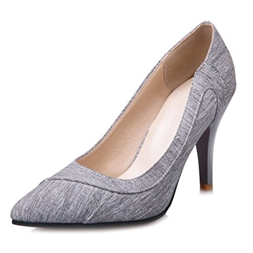 Smilice Damen Elegant Pumps mit Stiletto Absatz Spitze Toe Übergrößen Schuhe für die Datierung (Grey, 39 EU) von Smilice