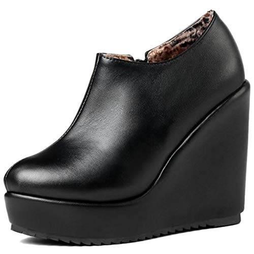 Smilice Damen Fashion Plateau Pumps mit Keilabsatz (Schwarz, 39 EU) von Smilice