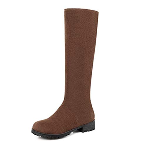 Smilice Damen Flach Langschaft Stiefel (Braun, 39 EU) von Smilice