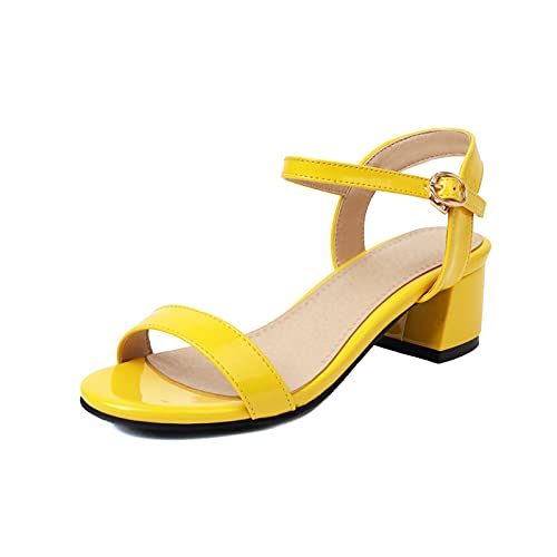 Smilice Damen Gemütlich Sandalen mit Blockabsatz Open Toe Schuhe Sommer(Gelb,48) von Smilice