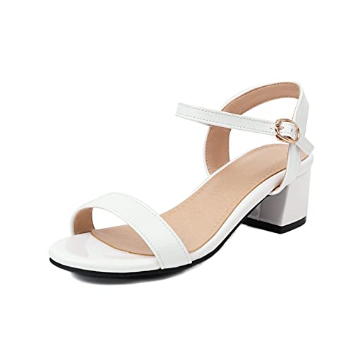 Smilice Damen Gemütlich Sandalen mit Blockabsatz Open Toe Schuhe Sommer(Weiß,37) von Smilice