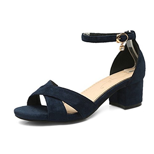 Smilice Damen Gemütlich Sandalen mit Blockabsatz Schnalle Schuhe Sommer (Blue, 44 EU) von Smilice