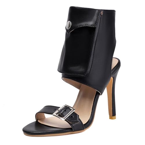 Smilice Damen High Heel Sandalen mit Offene Zehen Schnalle Detail (Schwarz, 37 EU) von Smilice