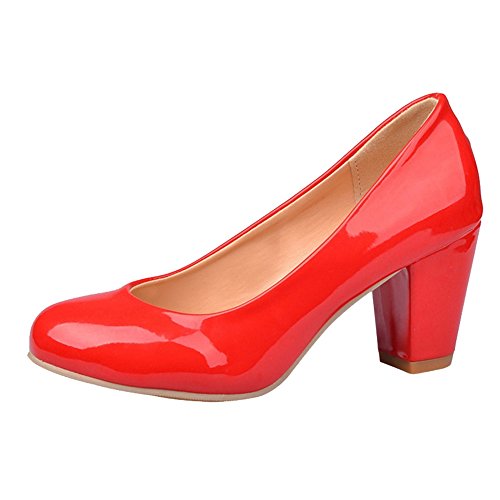 Smilice Damen Klassischer Blockabsatz Pumps Slip-On Schuhe von Smilice