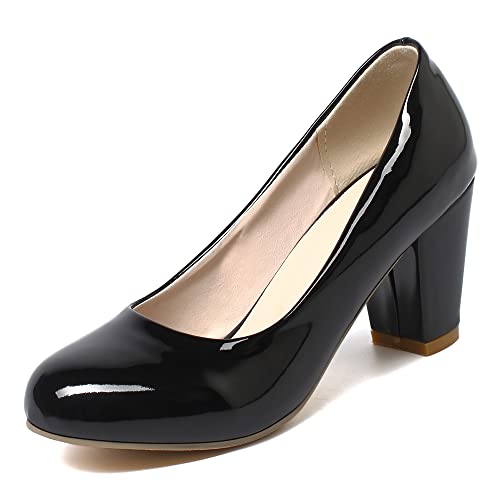 Smilice Damen Klassischer Blockabsatz Pumps Slip-On Schuhe von Smilice