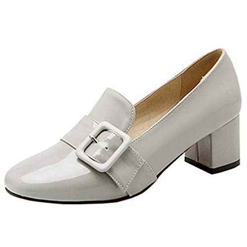 Smilice Damen Klassischer Pumps Blockabsatz Schuhe (Grau, 38 EU) von Smilice
