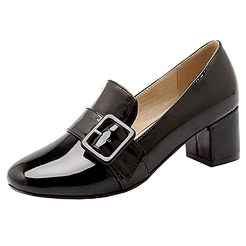 Smilice Damen Klassischer Pumps Blockabsatz Schuhe (Schwarz, 37 EU) von Smilice