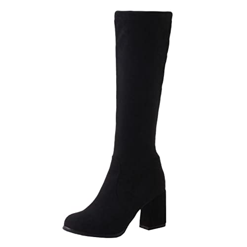 Smilice Damen Langschaft Stiefel mit Blockabsatz (Schwarz, 38 EU) von Smilice