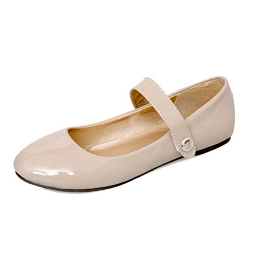Smilice Damen Mary Jane Flats Rundkopf Ballerinas mit Klettverschluss - Bequeme Plateauschuhe für Freizeit (Beige, 47 EU) von Smilice