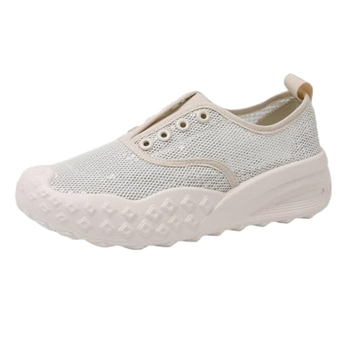 Smilice Damen Mesh Bequem Slip-Ons - Leichte Freizeitschuhe für Sommer (Beige, 40 EU) von Smilice