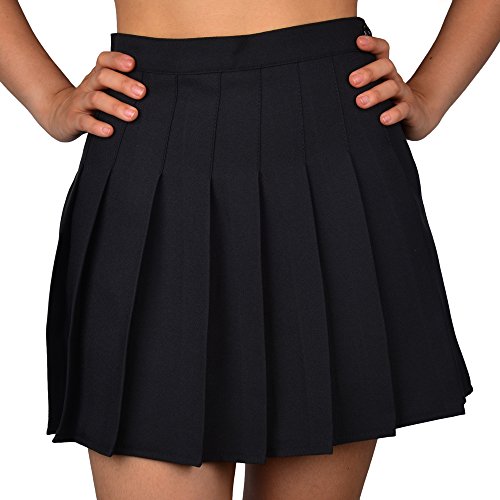 Smilice Damen Minirock mit hoher Taille, plissiert, mit weichen Shorts darunter. Gr. 40, Schwarz von Smilice