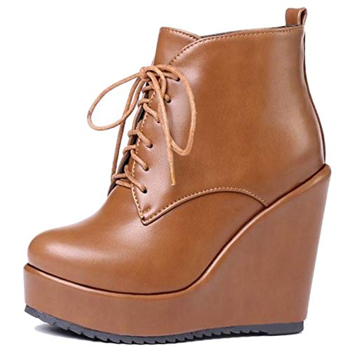 Smilice Damen Plateau Stiefeletten mit Keilabsatz (Gelb, 36 EU) von Smilice