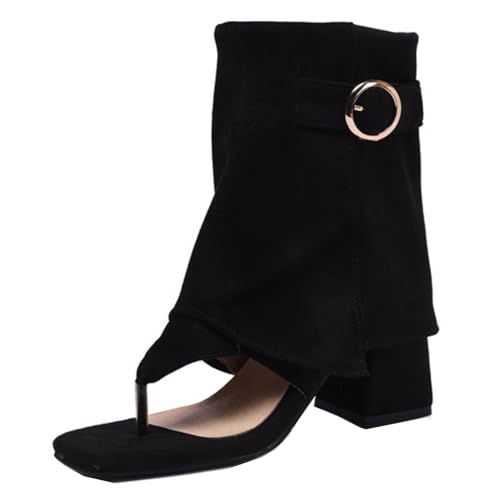 Smilice Damen Retro Clip-Zehenpartie Sandalen mit Metall Schnalle (Schwarz, 35 EU) von Smilice