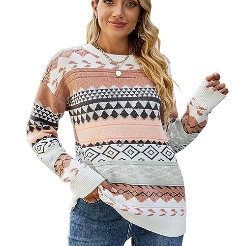 Smilice Damen Retro-Pullover mit Dickem Rundhalsausschnitt von Smilice